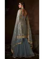 Myra Grey Soft Net Gharara Suit | Grocsy