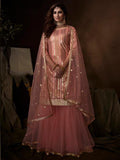 Myra Pink Soft Net Gharara Suit | Grocsy