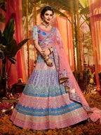 Myra Grey and Pure Organza Embroidered Lehenga | Grocsy