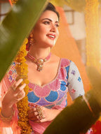 Myra Grey and Pure Organza Embroidered Lehenga | Grocsy