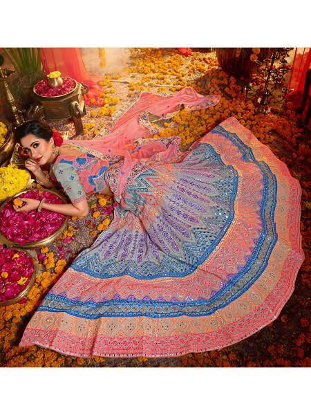 Myra Grey and Pure Organza Embroidered Lehenga | Grocsy