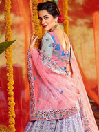 Myra Grey and Pure Organza Embroidered Lehenga | Grocsy