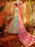 Myra Green and Pure Organza Embroidered Lehenga | Grocsy