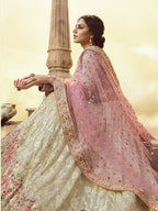 Myra White Heavy Embroidered Georgette Lehenga | Grocsy