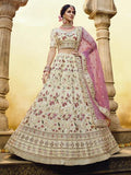 Myra Off White Heavy Embroidered Georgette Lehenga | Grocsy