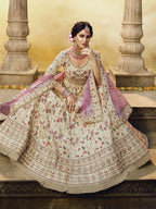 Myra Off White Heavy Embroidered Georgette Lehenga | Grocsy