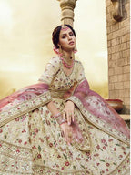 Myra Off White Heavy Embroidered Georgette Lehenga | Grocsy