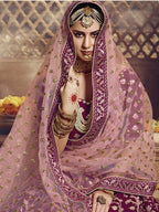Myra Wine Heavy Embroidered Georgette Lehenga | Grocsy