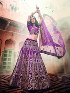 Myra Wine Art Silk Embroidered Lehenga | Grocsy
