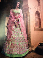 Myra Pista Green Heavy Embroidered Lehenga Choli | Grocsy