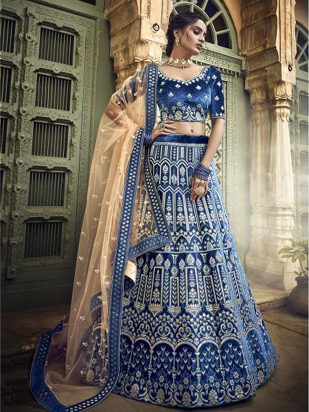 Myra Royal Blue Heavy Embroidered Lehenga Choli | Grocsy