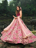 Myra Magenta Pink Embroiderd Net Lehenga Choli | Grocsy