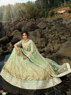 Myra Pastel Green Art Silk Lehenga | Grocsy