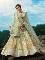 Myra Pastel Green Art Silk Lehenga | Grocsy