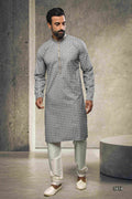 Raivat Ethnic Cotton Printed Work Kurta Pajama In Grey Colour | Grocsy