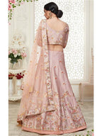 Myra Peach Mulberry Embroidered Lehenga | Grocsy