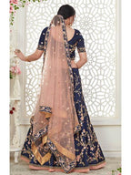 Myra Navy Blue Mulberry Embroidered Lehenga | Grocsy