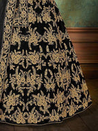 Myra Black Velvet Embroidered Anarkali Suit | Grocsy