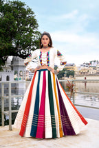 Lorenvalley Fashion White Pure Rayon Gota Patti Lace Touch Up Lehenga Choli | Grocsy