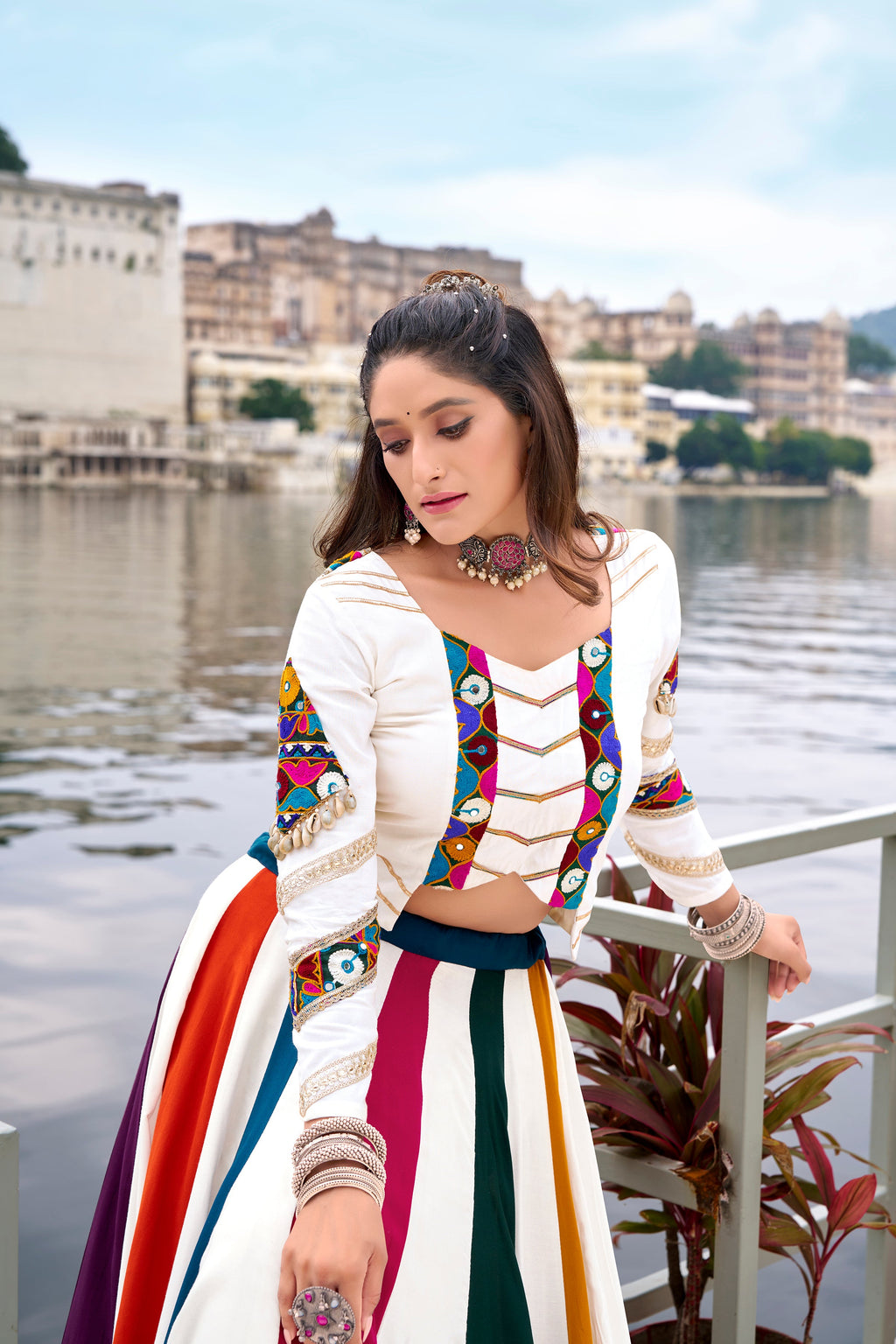 Lorenvalley Fashion White Pure Rayon Gota Patti Lace Touch Up Lehenga Choli | Grocsy