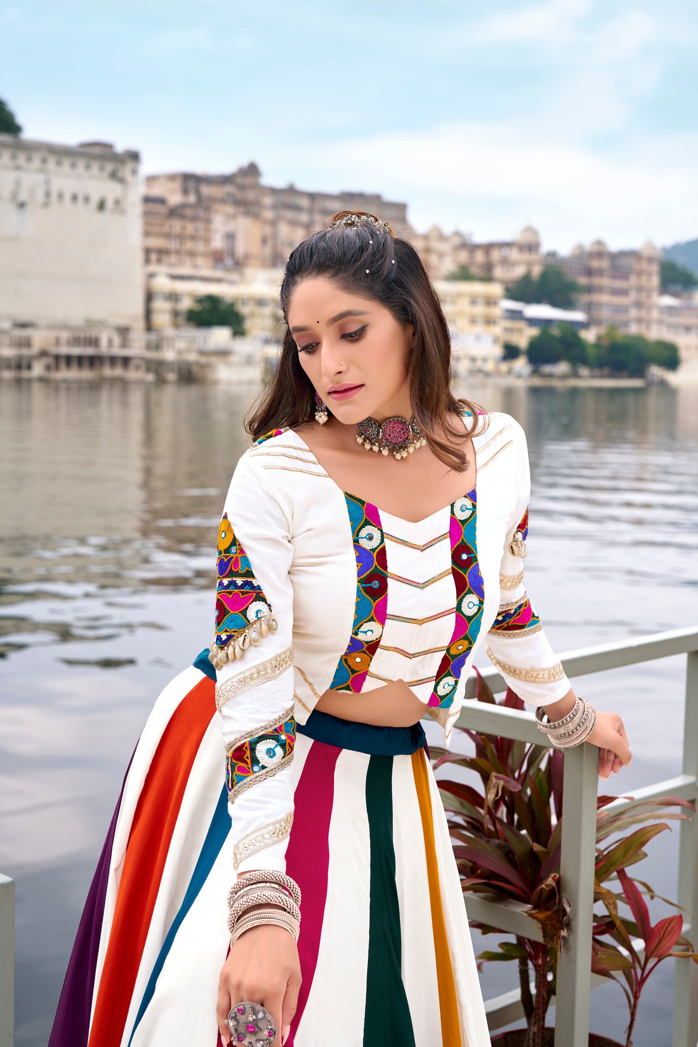 Lorenvalley Fashion White Pure Rayon Gota Patti Lace Touch Up Lehenga Choli | Grocsy