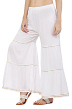 PAVONINE White Color 3-Panels Golden Gota Flared Sharara For Women | Grocsy