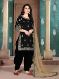 Myra Black Art Silk Embroidered Patiyala Suit | Grocsy
