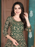 Myra Green Georgette Embroidered Anarkali Suit | Grocsy