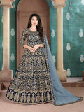 Myra Beautiful Navy Blue Georgette Embroidered Anarkali Suit | Grocsy