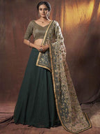 Myra Green Embroidered Georgette Lehenga | Grocsy