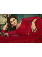 Myra Beautiful Red Heavy Embroidered Net Bridal Lehenga | Grocsy