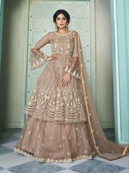 Myra Beige Heavy Embroidered Traditional Gharara Suit | Grocsy