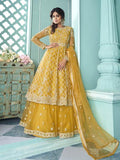 Myra Yellow Heavy Embroidered Gharara Suit | Grocsy