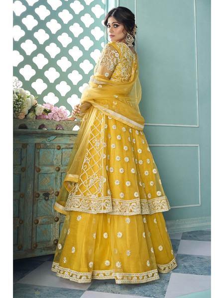 Myra Yellow Heavy Embroidered Gharara Suit | Grocsy