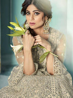 Myra Dusty Grey Beautiful Heavy Embroidered Gharara Suit | Grocsy