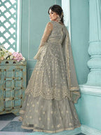 Myra Dusty Grey Beautiful Heavy Embroidered Gharara Suit | Grocsy