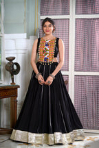 Lorenvalley Black Rayon Plain And Lace Border With Gotta Patti Touch Up Lehenga Choli | Grocsy