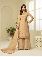 Myra Musturd Yellow Georgette Embroidered Palazzo Sui | Grocsy
