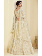 Myra Fashion Off White Heavy Embroidered Net Bridal Lehenga | Grocsy