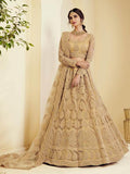 Myra Traditional Golden Heavy Embroidered Net Bridal Lehenga | Grocsy