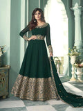 Myra Green and Gold Georgette Embroidered Anarkali Suit | Grocsy