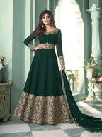 Myra Green and Gold Georgette Embroidered Anarkali Suit | Grocsy