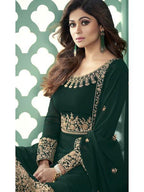 Myra Green and Gold Georgette Embroidered Anarkali Suit | Grocsy