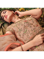 Myra Brown Butterfly Net Embroidered Anarkali Suit | Grocsy