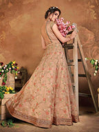 Myra Brown Butterfly Net Embroidered Anarkali Suit | Grocsy