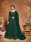 Myra Deep Green Butterfly Net Embroidered Anarkali Suit | Grocsy