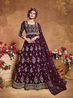 Myra Purple Butterfly Net Embroidered Anarkali Suit | Grocsy