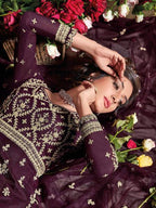 Myra Purple Butterfly Net Embroidered Anarkali Suit | Grocsy