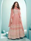 Myra Peach Real Georgette with Luckhnavi work Anarkali Suit | Grocsy