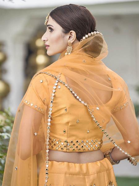 Myra Yellow Heavy Embroidered Silk Bridal Lehenga | Grocsy
